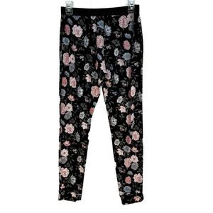 Vince Camuto Black Floral Pants Lounge Boho Super Soft Sleep Excellent Condition